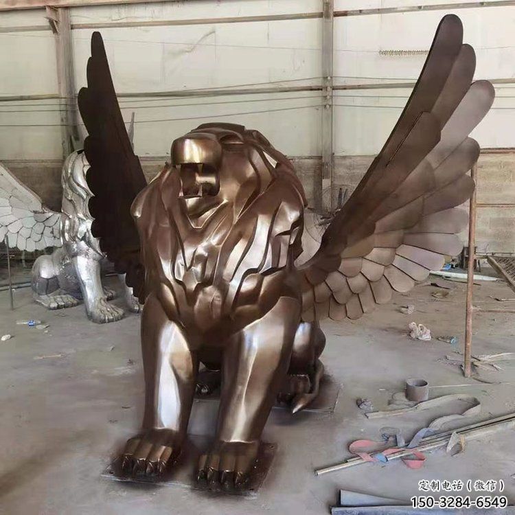 紅銅獅子雕塑優(yōu)價(jià)，鑄造工藝，飛獅雕塑制作