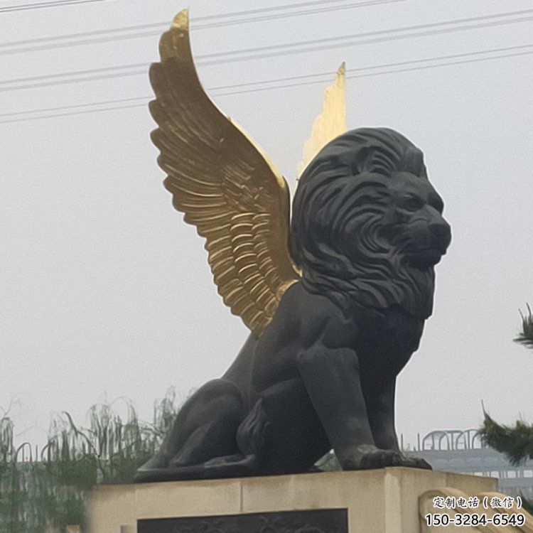 金屬獅子雕塑通用，城市雕塑，大型飛獅雕塑指用