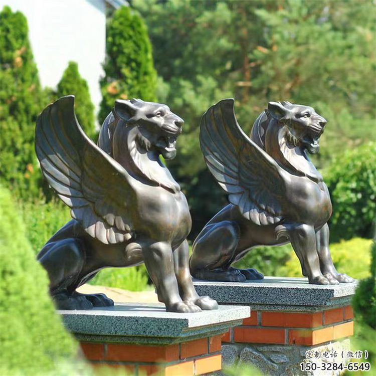 鑄銅獅子雕塑批發(fā)，標(biāo)識(shí)雕塑，展示飛獅雕塑優(yōu)選