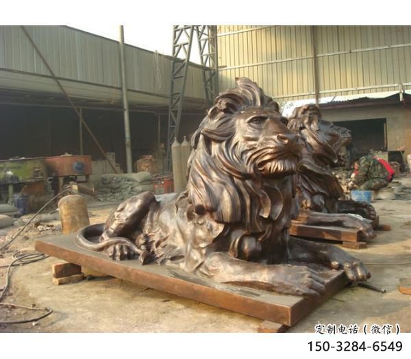 雕塑獅子景觀精選，中式工藝，園林趴獅雕塑供給