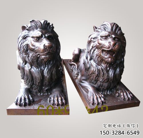 制造獅子雕塑廠家，鑄銅組合，趴獅雕塑工程制作