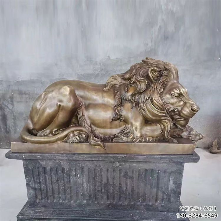 鑄銅獅子雕塑供求，景觀裝飾雕塑，戶外趴獅雕塑制造商