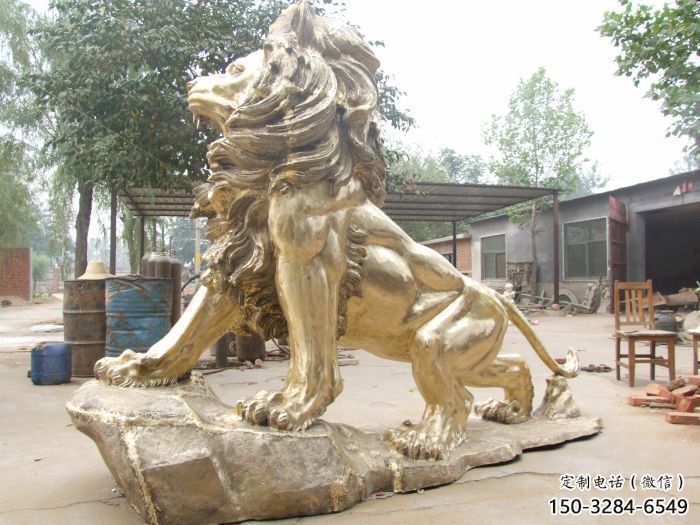 黃銅獅子雕塑預定，動物景觀擺件，走獅主題雕塑精品