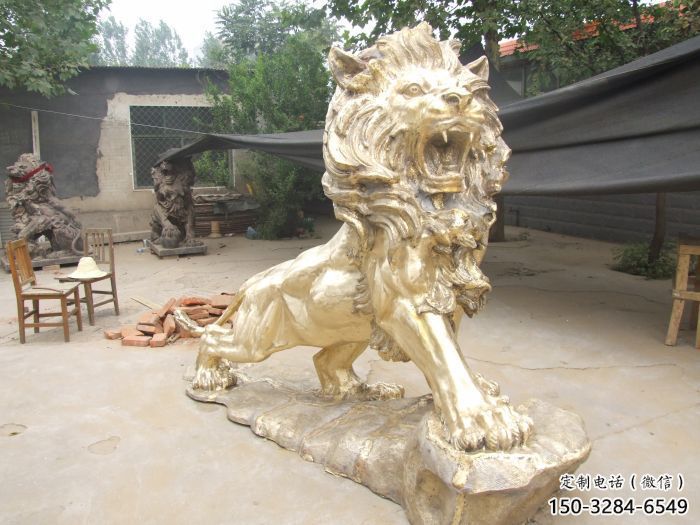 地產(chǎn)獅子雕塑點(diǎn)擊，景觀雕塑，黃銅走獅雕塑供求