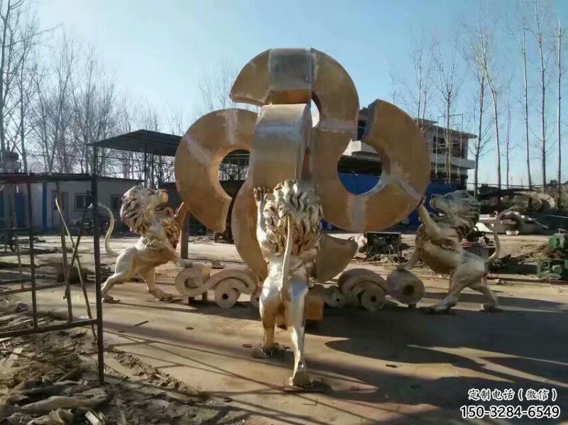 黃銅獅子雕塑承接，景觀雕塑，走獅雕塑供應(yīng)