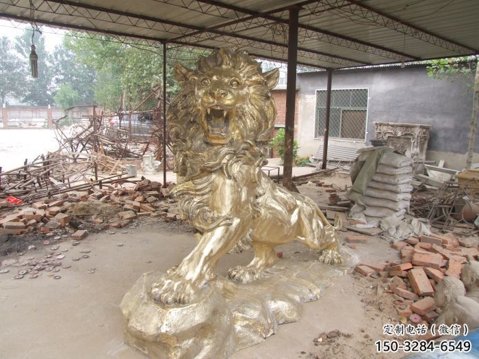門口獅子雕塑點擊，地標(biāo)動物擺件，走獅雕塑承接