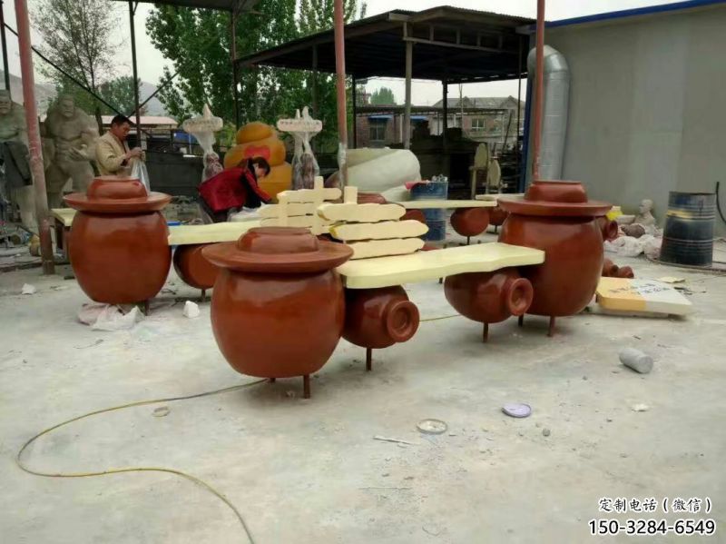 壇子坐凳雕塑,抽象藝術(shù)原理，玻璃鋼坐凳雕塑制作