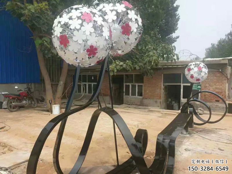 蒲公英坐凳雕塑制作，幾何原理方案，烤漆坐凳雕塑