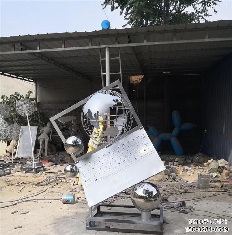 地球儀雕塑通用，街景小品，筆記本地球儀雕塑制造