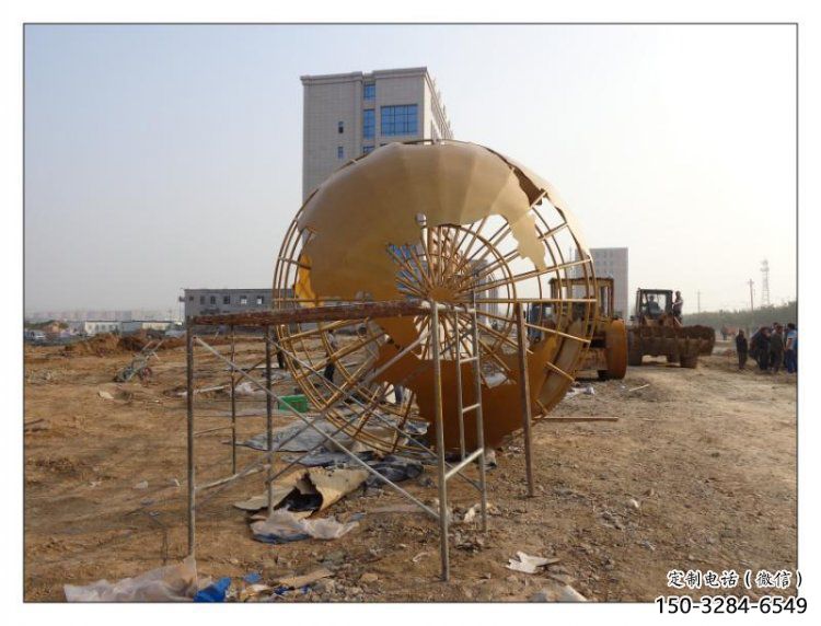 地球儀雕塑供求，白鋼構(gòu)件，烤漆地球儀雕塑制造廠家