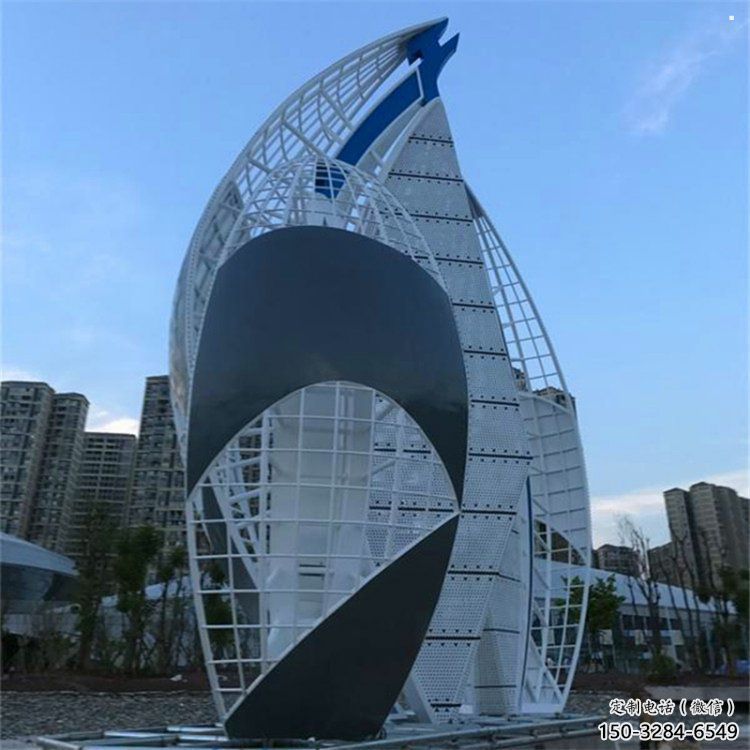大型帆船雕塑，鍍銅景觀雕塑，鏡面工藝