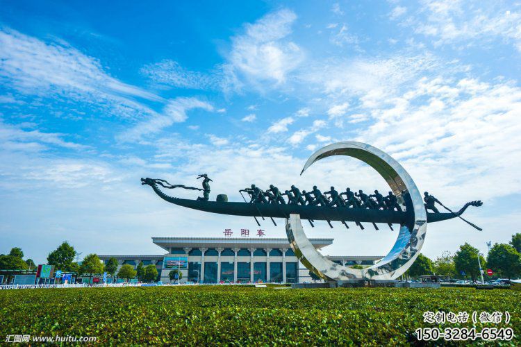 龍舟雕塑專供，鋼管組合，不銹鋼龍舟雕塑定做廠家