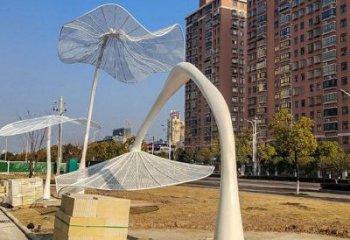 花傘廊架雕塑，不銹鋼廊架花雕塑