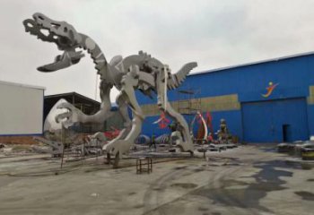 地產(chǎn)恐龍雕塑定做，城區(qū)小品，景觀恐龍骨架雕塑定價(jià)