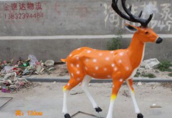 仿真小鹿雕塑，彩繪工藝，玻璃鋼動(dòng)物雕塑廠家