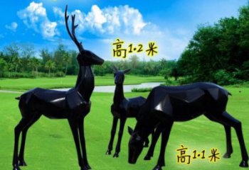 中式小鹿雕塑定價(jià)，街頭雕塑，仿銅小鹿雕塑制作
