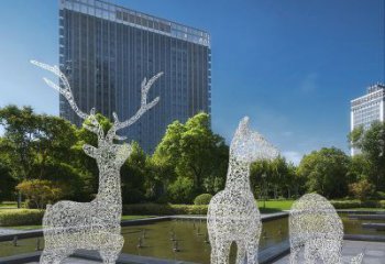 梅花鹿雕塑常用，景觀概念，鏤空梅花鹿雕塑展品