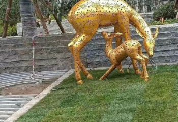 小鹿雕塑展品，透雕工藝，戶外鏤空小鹿雕塑精品