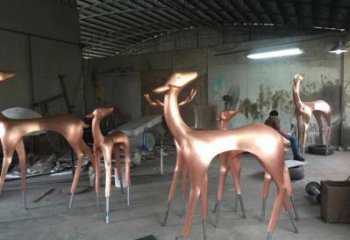 地產(chǎn)小鹿雕塑生產(chǎn)，城市裝飾，抽象銅鹿雕塑選定
