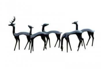 小鹿雕塑展品，公園小品，景觀抽象銅鹿雕塑生產(chǎn)商