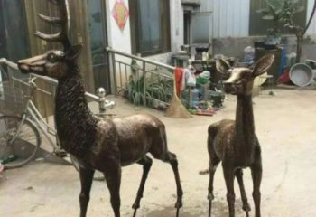 銅鹿雕塑，鑄銅動(dòng)物雕塑