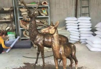 銅鹿雕塑，鑄銅動物雕塑