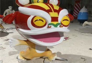 吉祥物動物雕塑，卡通獅子雕塑，玻璃鋼彩繪效果