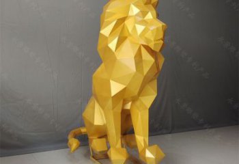 幾何獅子雕塑指用，景觀雕塑，藝術(shù)不銹鋼獅子雕塑點(diǎn)擊