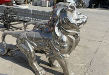 藝術(shù)獅子雕塑觀賞型，街景小品，不銹鋼獅子雕塑常用