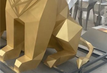 幾何獅子雕塑制造，金屬構(gòu)件，不銹鋼獅子雕塑提供