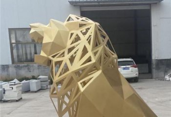 獅子雕塑擺件，烤漆工藝制作，大型不銹鋼獅子雕塑公司