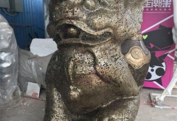 透雕獅子雕塑精品，鏤空編織工藝，不銹鋼獅子雕塑供求