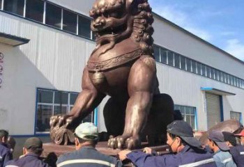 紅銅獅子雕塑供需，標(biāo)識(shí)雕塑，景觀藝術(shù)蹲獅雕塑制造商