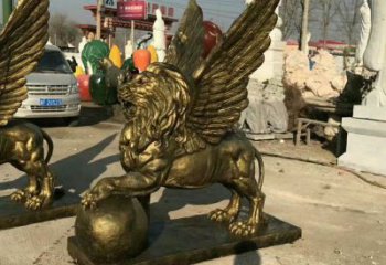 大型獅子雕塑公司，花園小品，飛獅雕塑裝飾提供