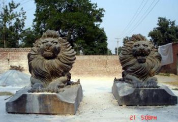 戶外獅子雕塑優(yōu)價，景觀概念，趴獅雕塑制作精品