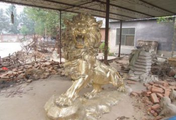 門(mén)口獅子雕塑點(diǎn)擊，地標(biāo)動(dòng)物擺件，走獅雕塑承接