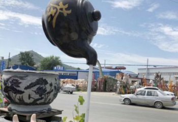 不銹鋼吊壺雕塑，水景雕塑，民族天壺雕塑廠家
