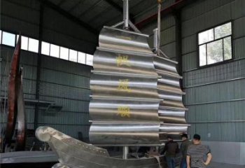 景區(qū)帆船雕塑，鍍金歐式雕塑，鐵藝材質(zhì)