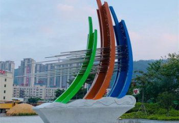 小區(qū)帆船雕塑，拉絲景觀雕塑，抽象效果