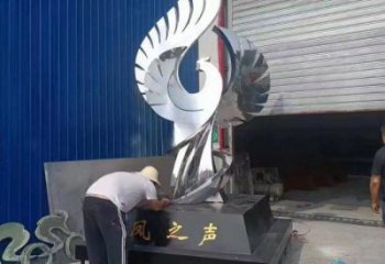 景觀鳳凰雕塑定做，小區(qū)擺件，鏡面不銹鋼鳳凰雕塑制作