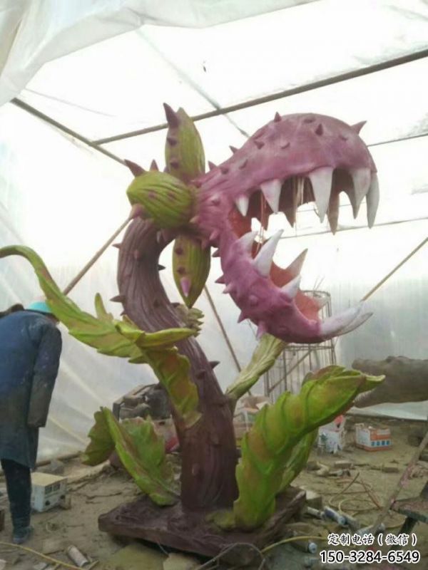 食人花雕塑承接，景區(qū)案例，仿真食人花雕塑廠家
