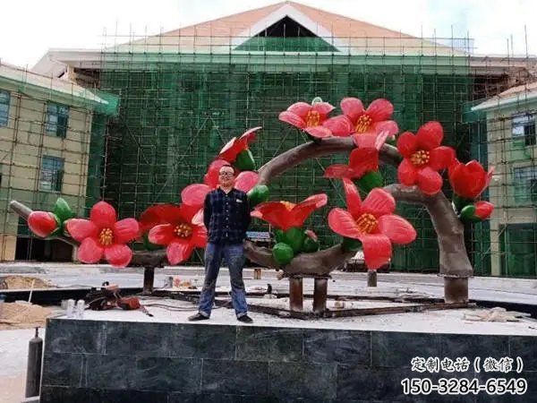 桃花雕塑供需，美陳雕塑，仿真桃花雕塑廠家承接