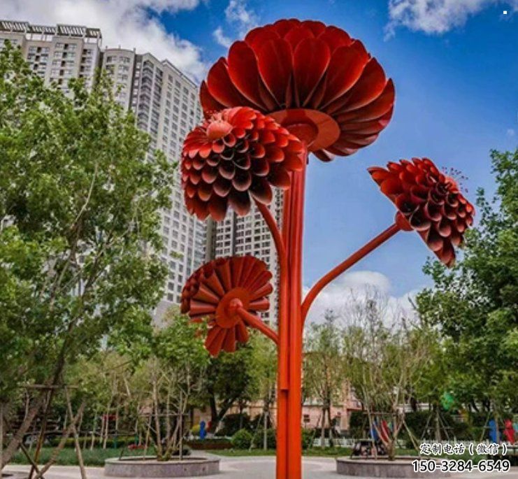 大型梧桐花雕塑制作，花園小品，梧桐花雕塑廠家提供