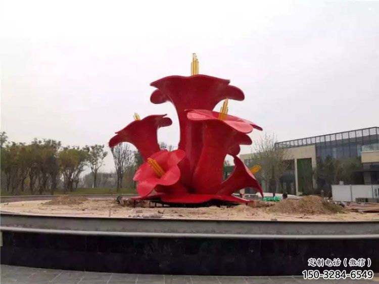 烤漆梧桐花雕塑制造商，室外軟裝，景觀梧桐花雕塑制作廠家