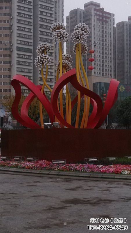 鏤空梧桐花雕塑制造商，景觀雕塑，梧桐花雕塑供給