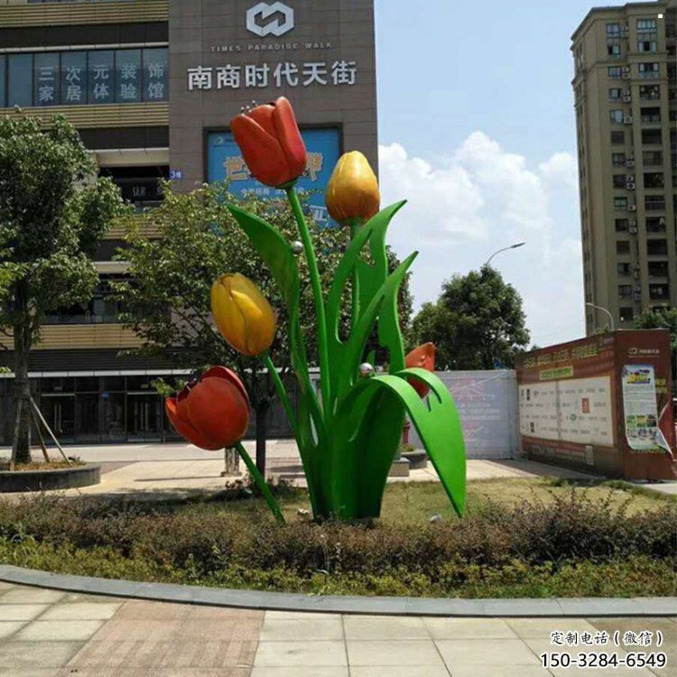 郁金香景觀雕塑精品，小區(qū)雕塑，不銹鋼郁金香雕塑提供