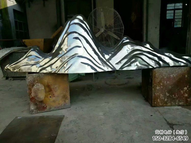 小區(qū)假山雕塑，拉絲景觀雕塑，抽象效果