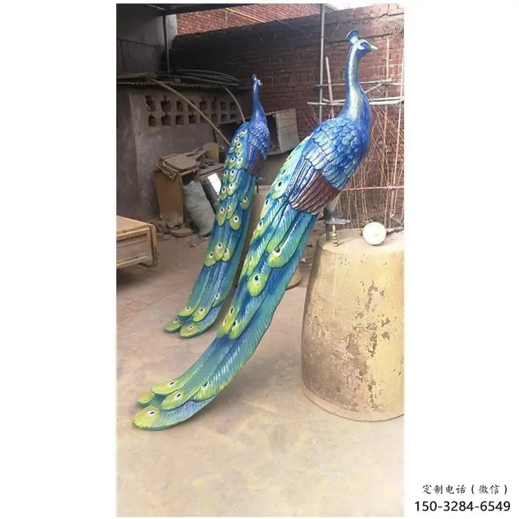 彩繪孔雀景觀批發(fā)，景觀雕塑，仿真孔雀雕塑定價(jià)