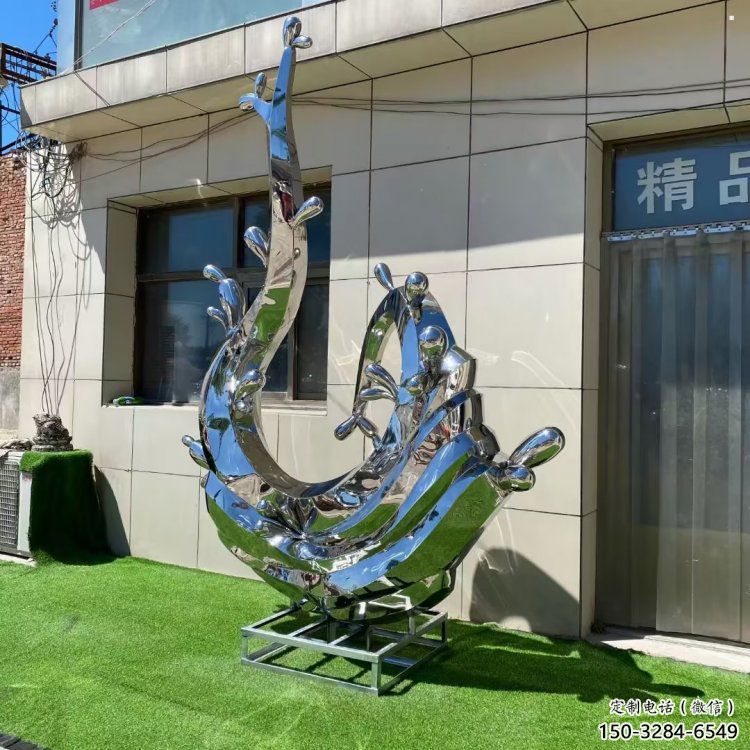 海浪雕塑制造廠家，鏡面工藝，不銹鋼材質(zhì)