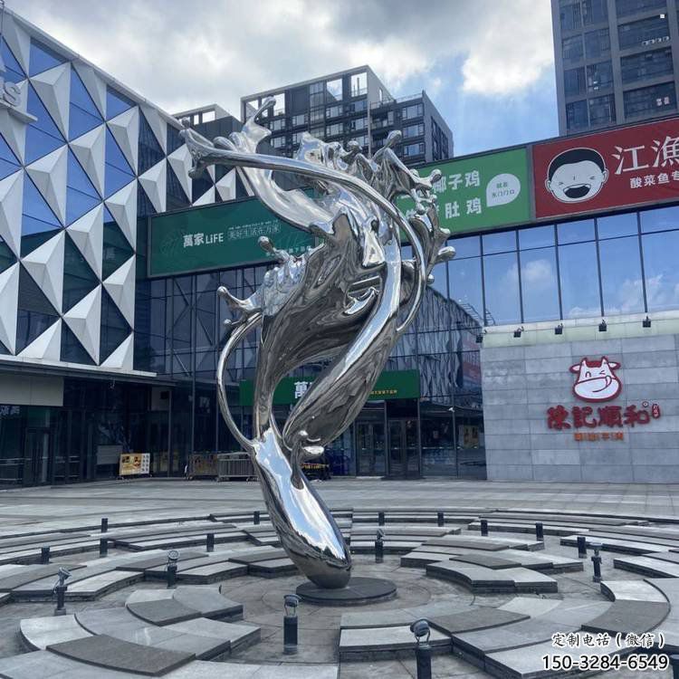 校園海浪雕塑，拉絲景觀雕塑，抽象主題